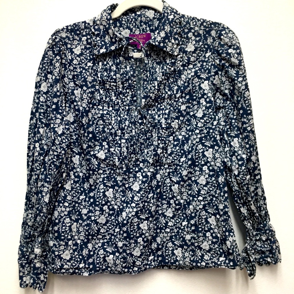 J Crew Liberty Floral Long Sleeve Blouse XS 100% Cotton